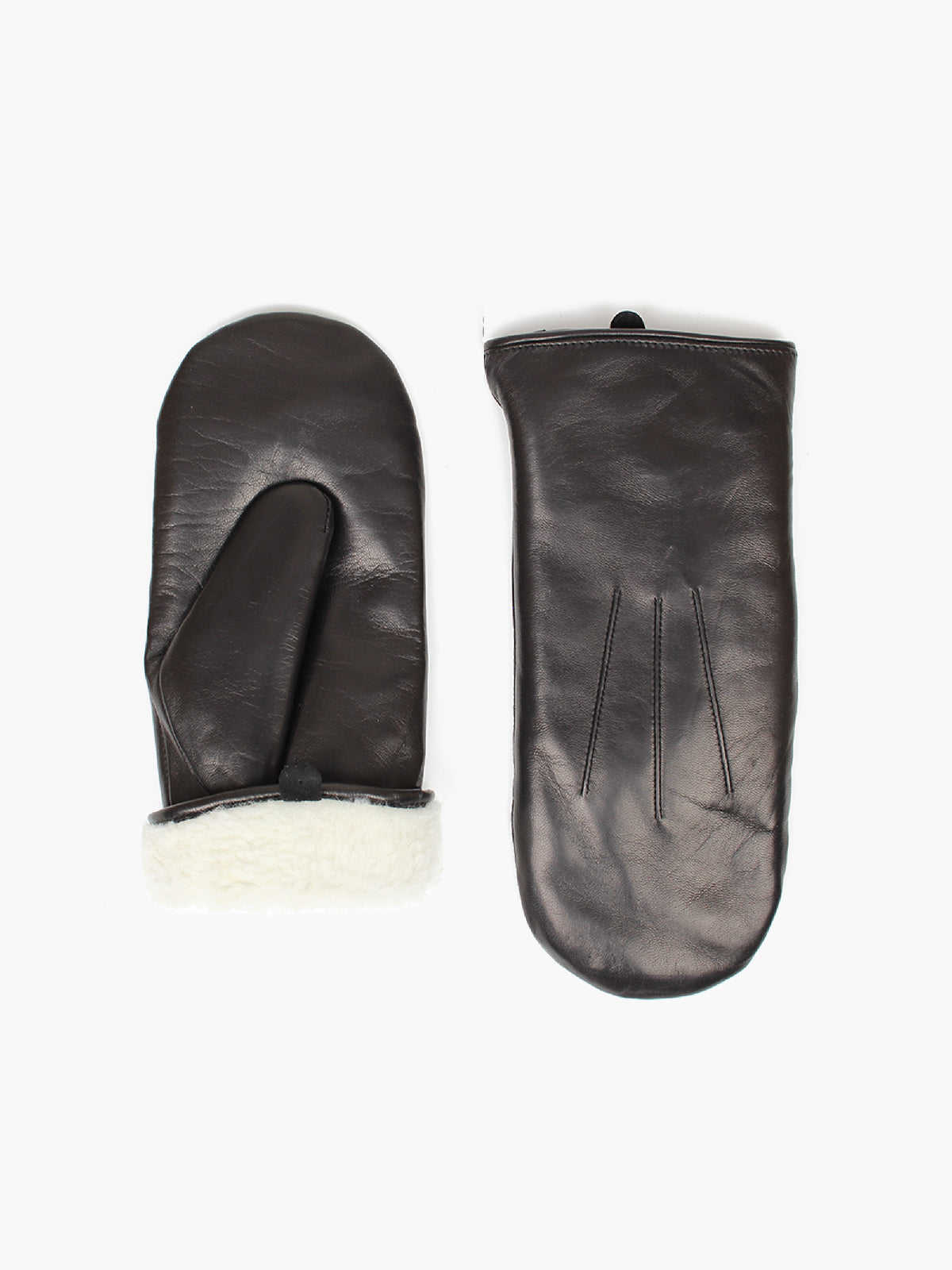 Teddy Leather Mittens | Black